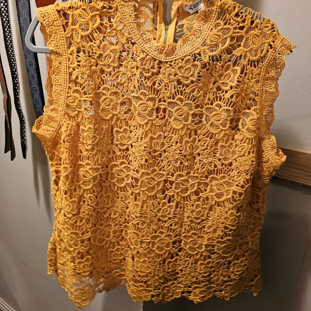 Orange Lace Sleeveless Top
